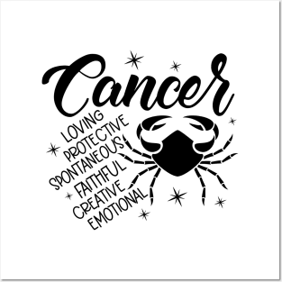 Cancer Zodiac Sign Positive Personality Traits Posters and Art